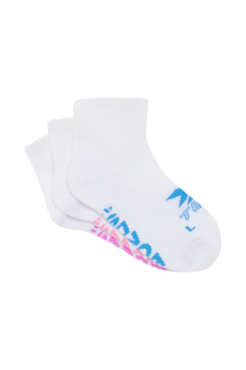 Bonds Kids X-Temp Quarter Crew Socks 3 Pack - White Pop