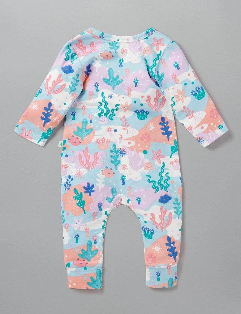 Little Green & Co Jersey Footless Onesie - Coral Garden - Outlet Shop For Kids