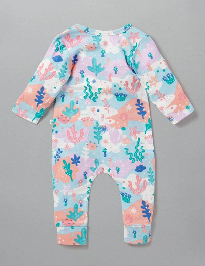 Little Green & Co Jersey Footless Onesie - Coral Garden - Outlet Shop For Kids