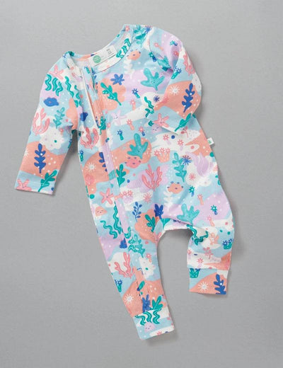 Little Green & Co Jersey Footless Onesie - Coral Garden - Outlet Shop For Kids