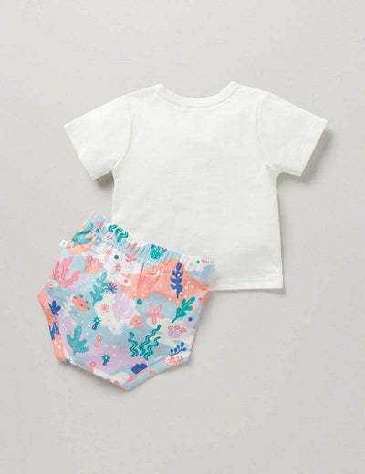 Little Green & Co Jersey Tee & Nappy Cover Set - Coral Garden - Outlet Shop For Kids