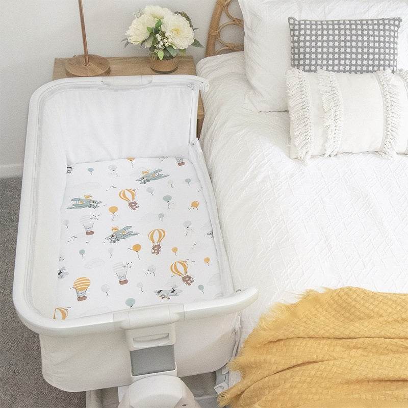 Living Textiles 2 Pack Bedside Co-Sleeper Fitted Sheets - Up Up & Away - Outlet Shop For Kids