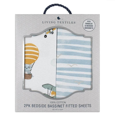 Living Textiles 2 Pack Bedside Co-Sleeper Fitted Sheets - Up Up & Away - Outlet Shop For Kids