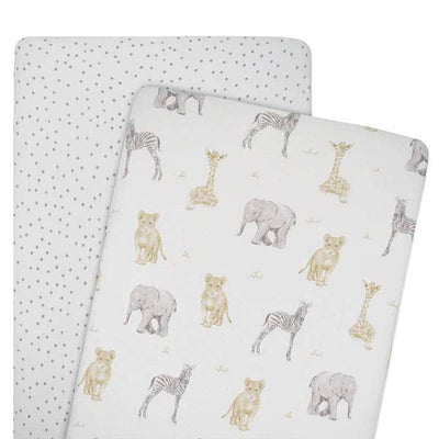 Living Textiles 2 Pack Bedside Sleeper Fitted Sheets - Savanna Babies - Outlet Shop For Kids
