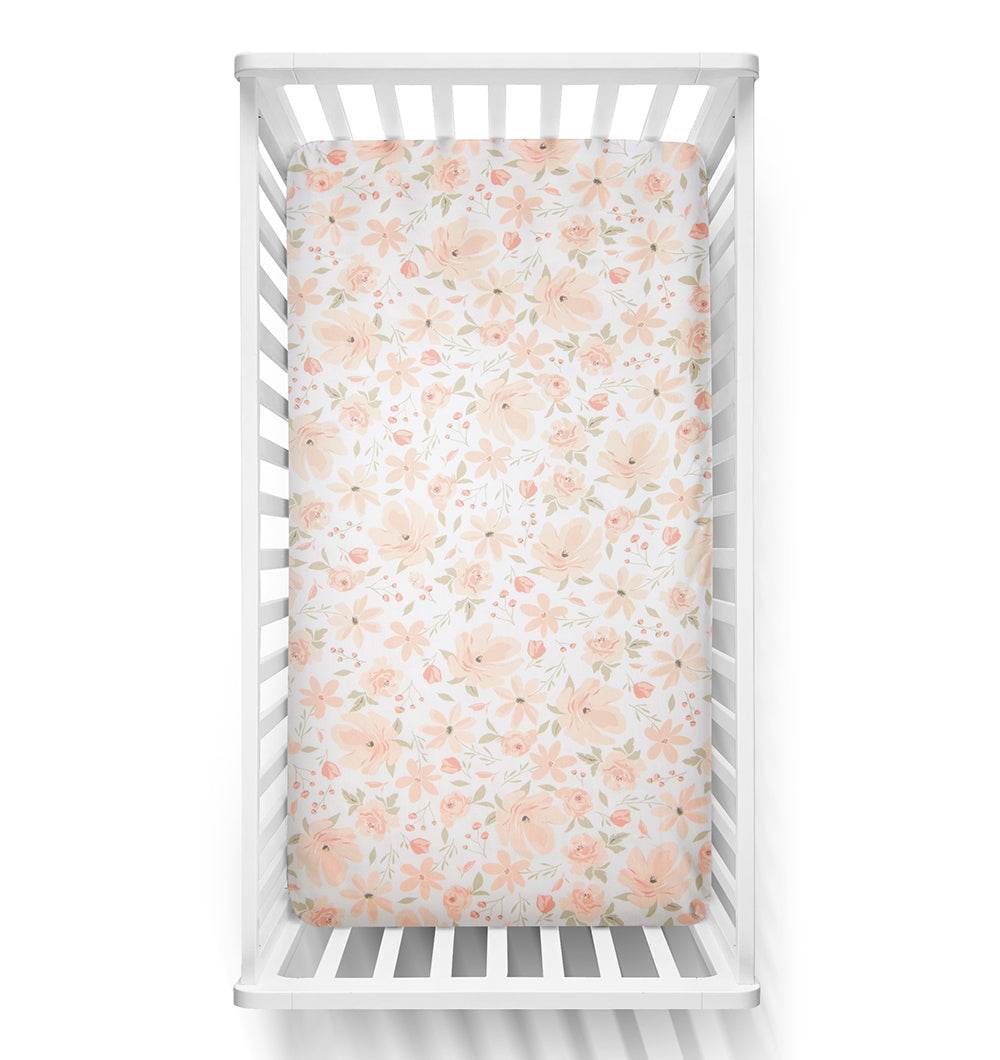 Living Textiles Cot Fitted Sheet - Meadow - Outlet Shop For Kids