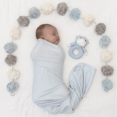 Living Textiles Jersey Swaddle & Rattle Gift Set - Dots/Hippo - Outlet Shop For Kids