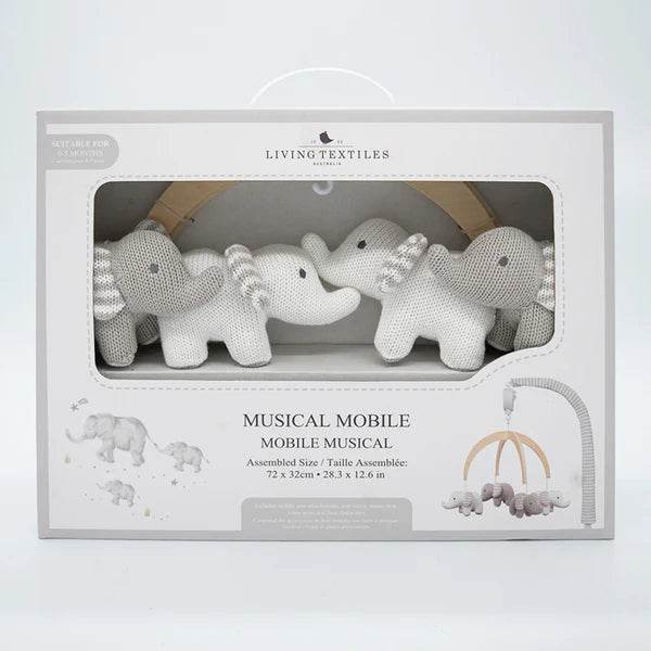 Living Textiles Musical Mobile Set - Watercolour Elephant - Outlet Shop For Kids