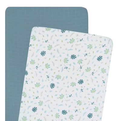 Living Textiles Organic Muslin 2 Pack Cot Fitted Sheet - Banana Leaf - Outlet Shop For Kids