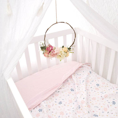 Living Textiles Organic Muslin 2 Pack Oval Cot Fitted Sheet - Botanical/Blush - Outlet Shop For Kids