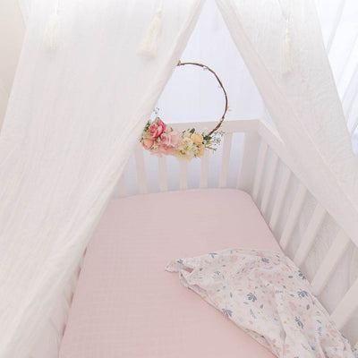 Living Textiles Organic Muslin 2 Pack Oval Cot Fitted Sheet - Botanical/Blush - Outlet Shop For Kids