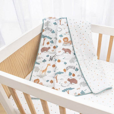 Living Textiles Quilted Reversible Cot Comforter - Day at the Zoo - Outlet Shop For Kids