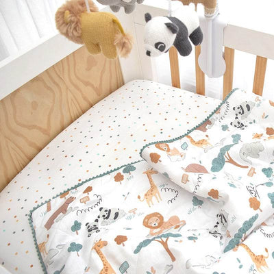Living Textiles Quilted Reversible Cot Comforter - Day at the Zoo - Outlet Shop For Kids