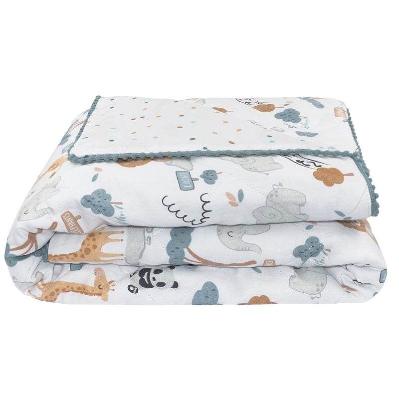 Living Textiles Quilted Reversible Cot Comforter - Day at the Zoo - Outlet Shop For Kids