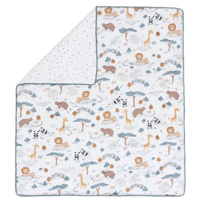 Living Textiles Quilted Reversible Cot Comforter - Day at the Zoo - Outlet Shop For Kids