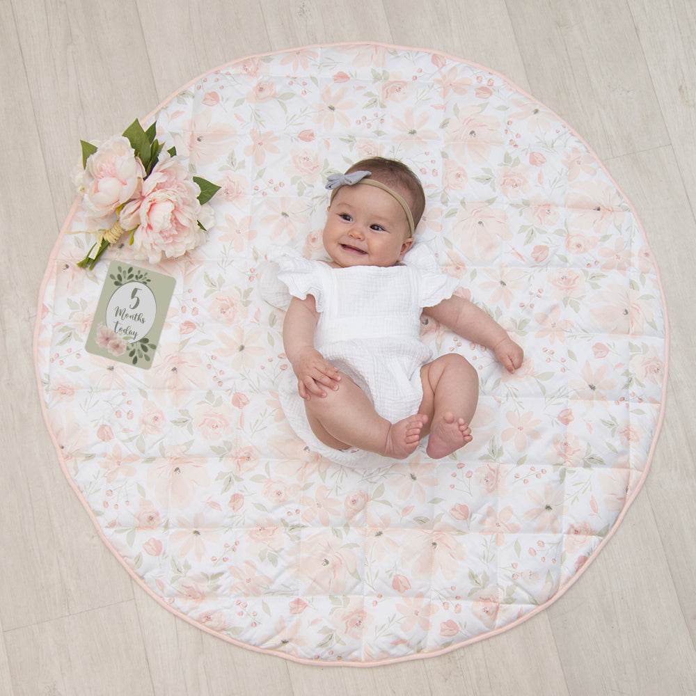 Living Textiles Round Play Mat & Milestone Cards - Meadow - Outlet Shop For Kids