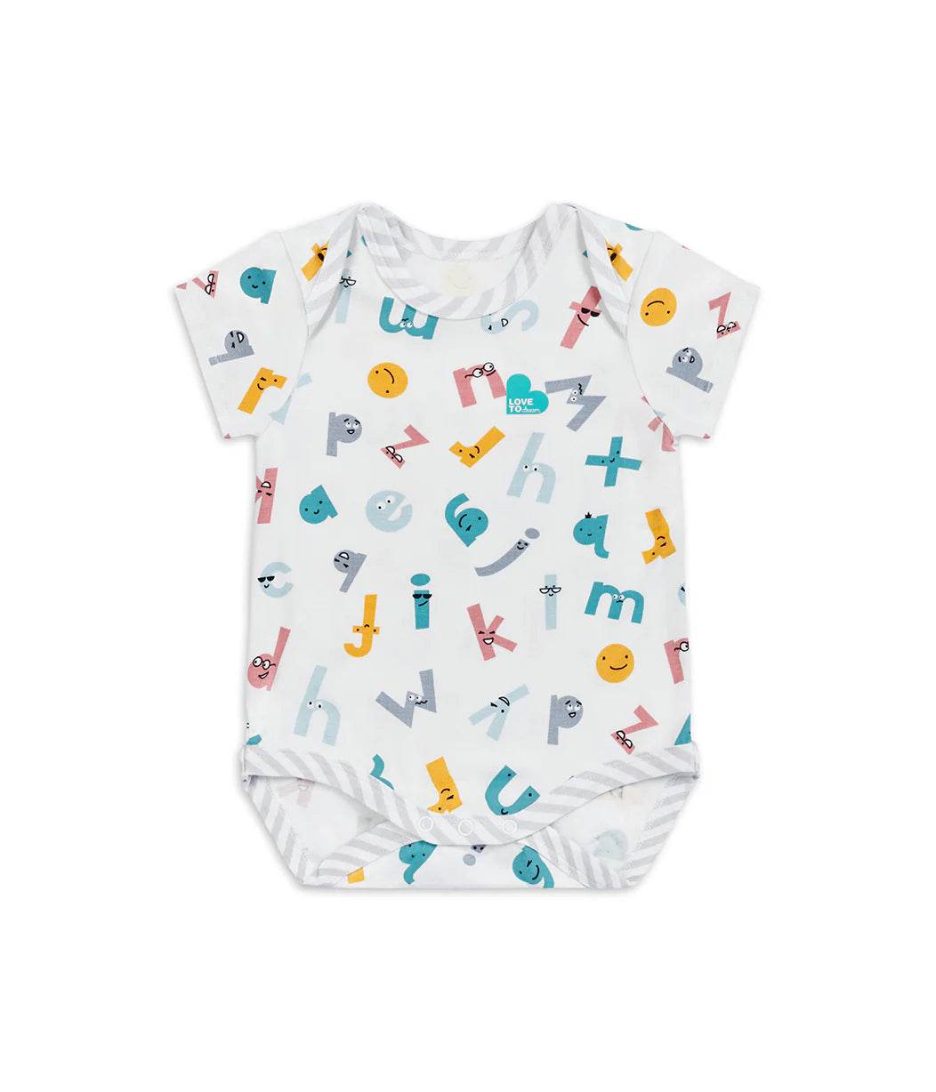 Love To Dream Ecovero Bodysuit Short Sleeve - White Alphabet Soup - Outlet Shop For Kids