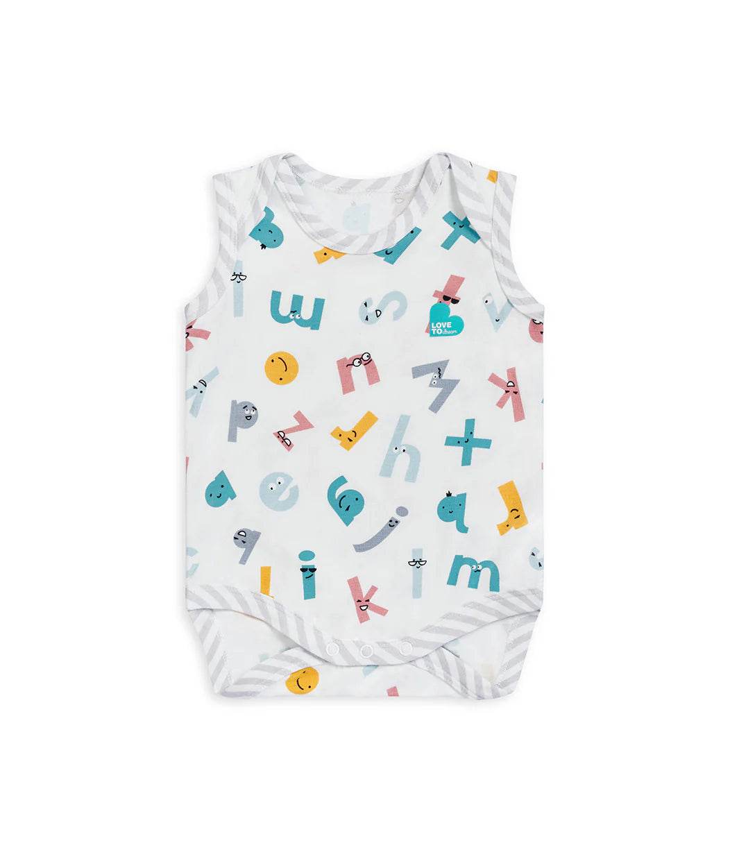 Love To Dream Ecovero Bodysuit Sleeveless - White Alphabet Soup - Outlet Shop For Kids