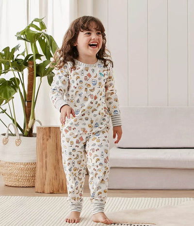 Love To Dream Kids Long Sleeve Pyjama Set - Breakfast White - Outlet Shop For Kids