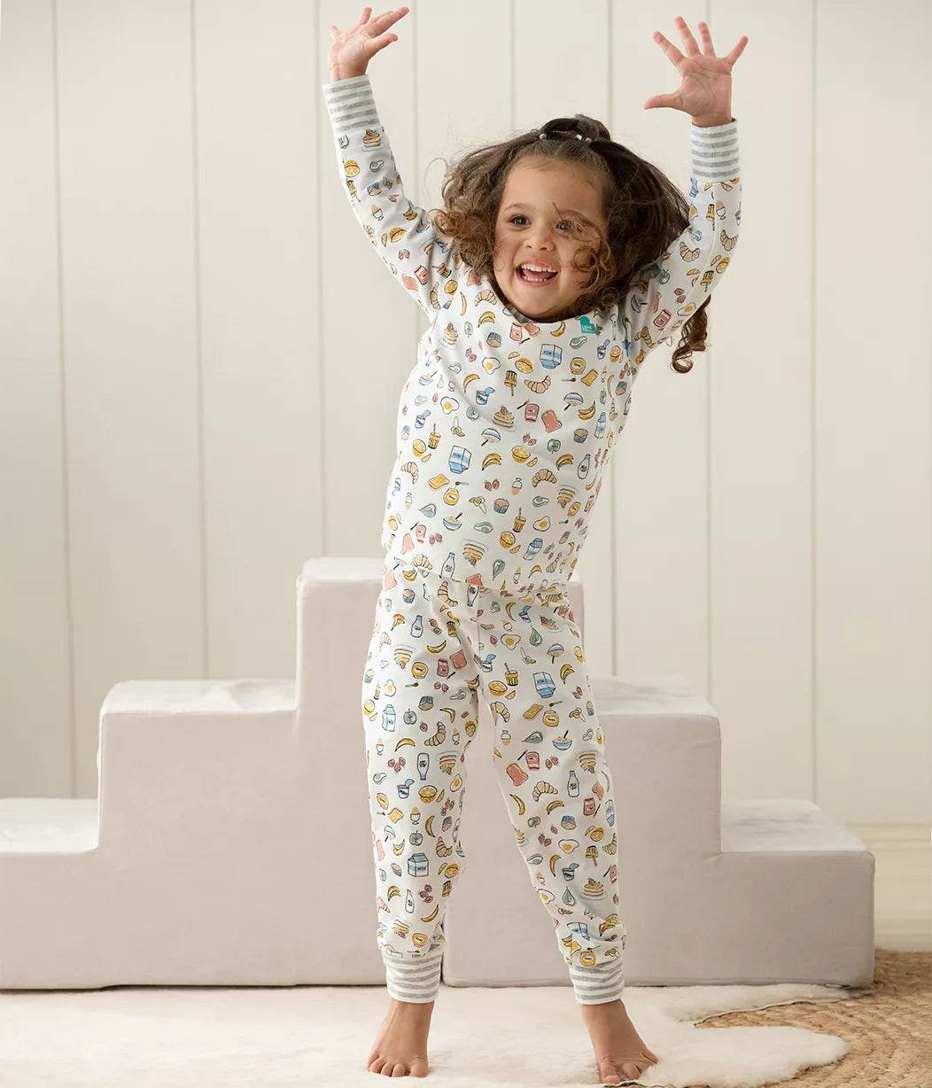 Love To Dream Kids Long Sleeve Pyjama Set - Breakfast White - Outlet Shop For Kids