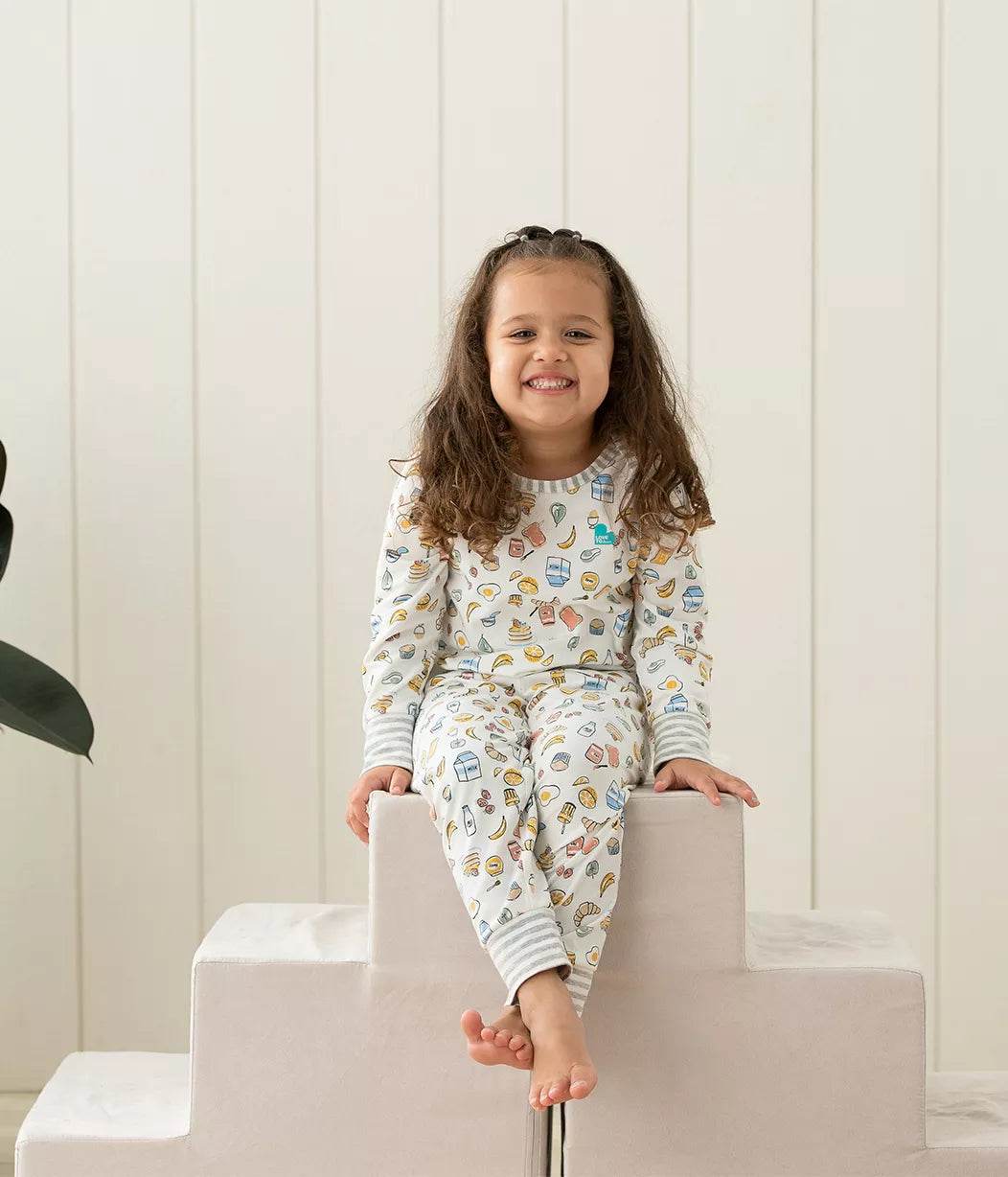 Love To Dream Kids Long Sleeve Pyjama Set - Breakfast White - Outlet Shop For Kids