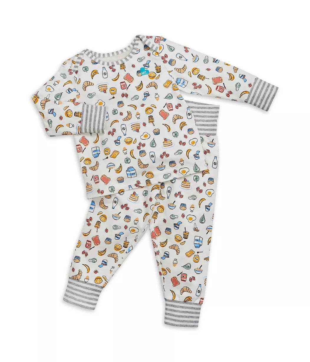 Love To Dream Kids Long Sleeve Pyjama Set - Breakfast White - Outlet Shop For Kids
