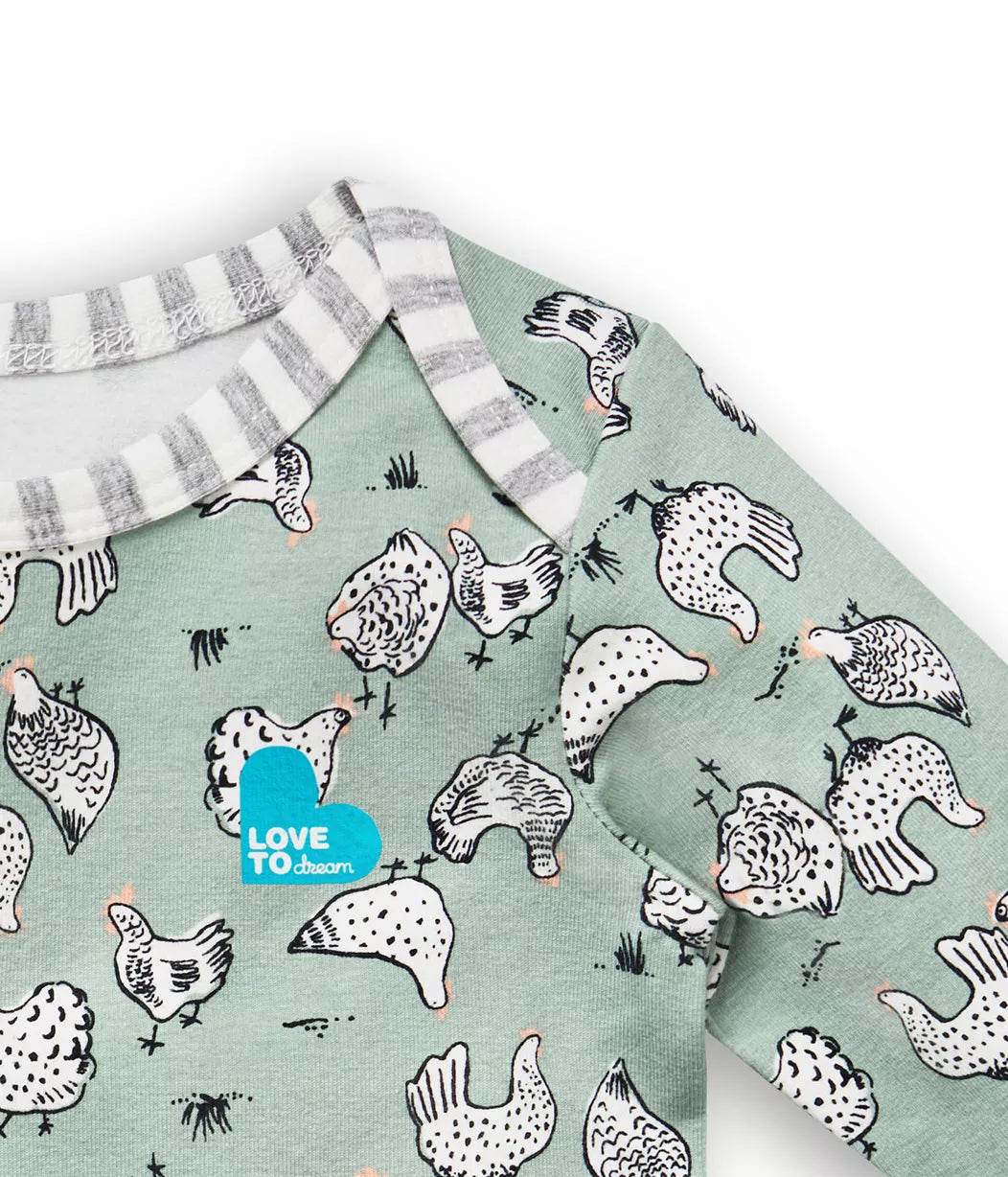Love To Dream Long Sleeve Cotton Bodysuit - Chicken Run Olive - Outlet Shop For Kids