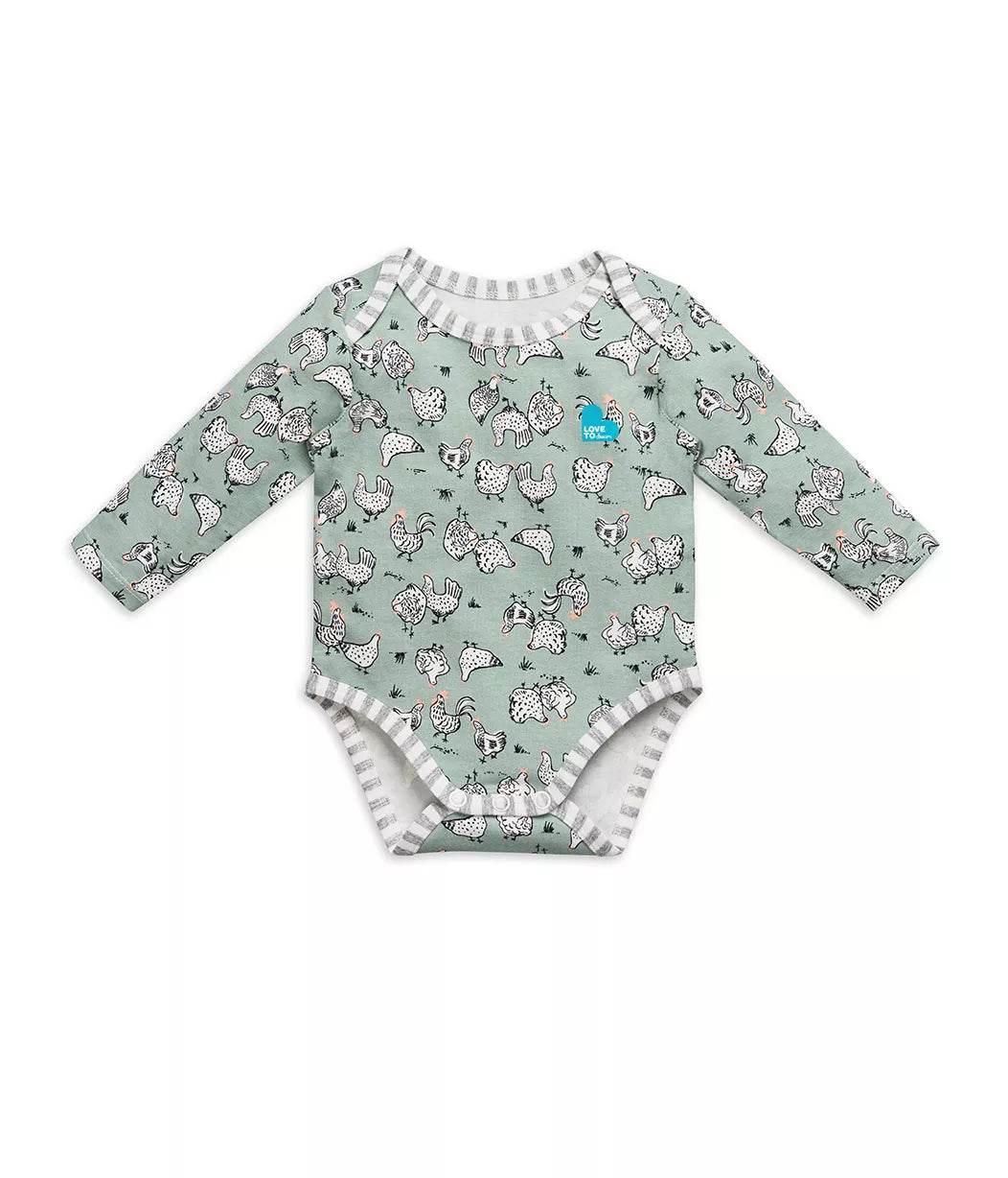 Love To Dream Long Sleeve Cotton Bodysuit - Chicken Run Olive - Outlet Shop For Kids
