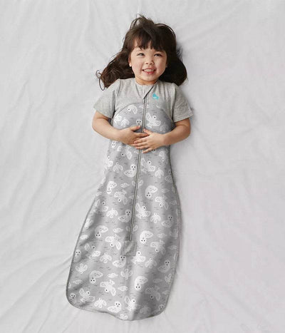 Love To Dream Organic Cotton Fleece Short Sleeve Sleep Bag 1.0 TOG - Grey Doves - Outlet Shop For Kids