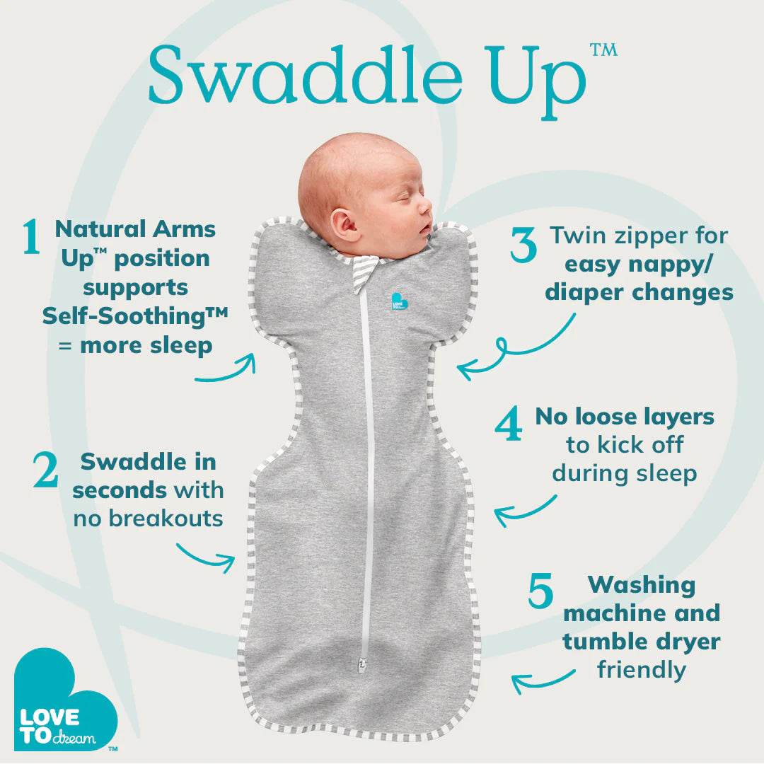 Love To Dream Swaddle Up™ Hip Harness 2.5 TOG - White Happy Hats - Outlet Shop For Kids
