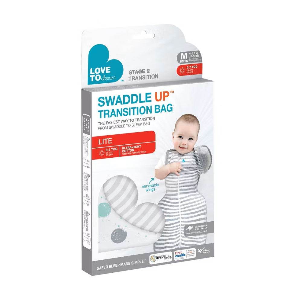 Love To Dream Swaddle Up™ Transition Bag Lite 0.2 TOG - Moon Phases White - Outlet Shop For Kids