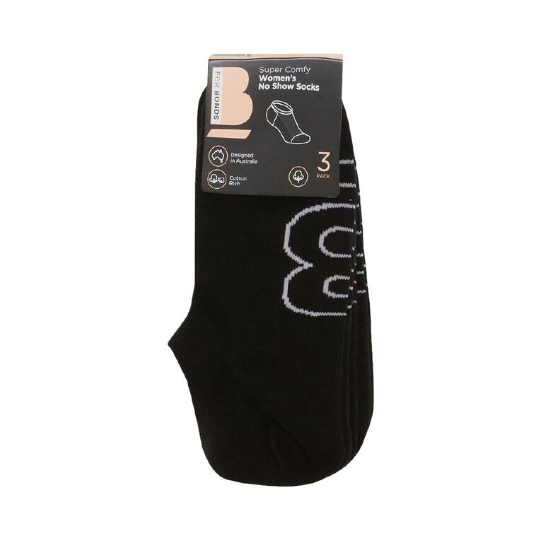 Bonds Womens Super Comfy No Show Socks 3 Pack - Black Pack