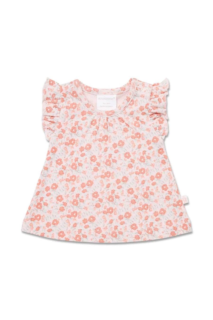 Marquise Floral Frill Top and Blue Nappy Pant Set - Floral/Blue - Outlet Shop For Kids