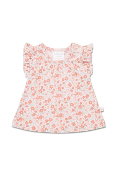 Marquise Floral Frill Top and Blue Nappy Pant Set - Floral/Blue - Outlet Shop For Kids