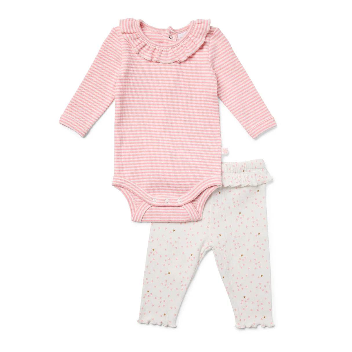 Marquise Flutter Hearts Bodysuit and Footless Legging 2 Piece Set - Outlet Shop For Kids
