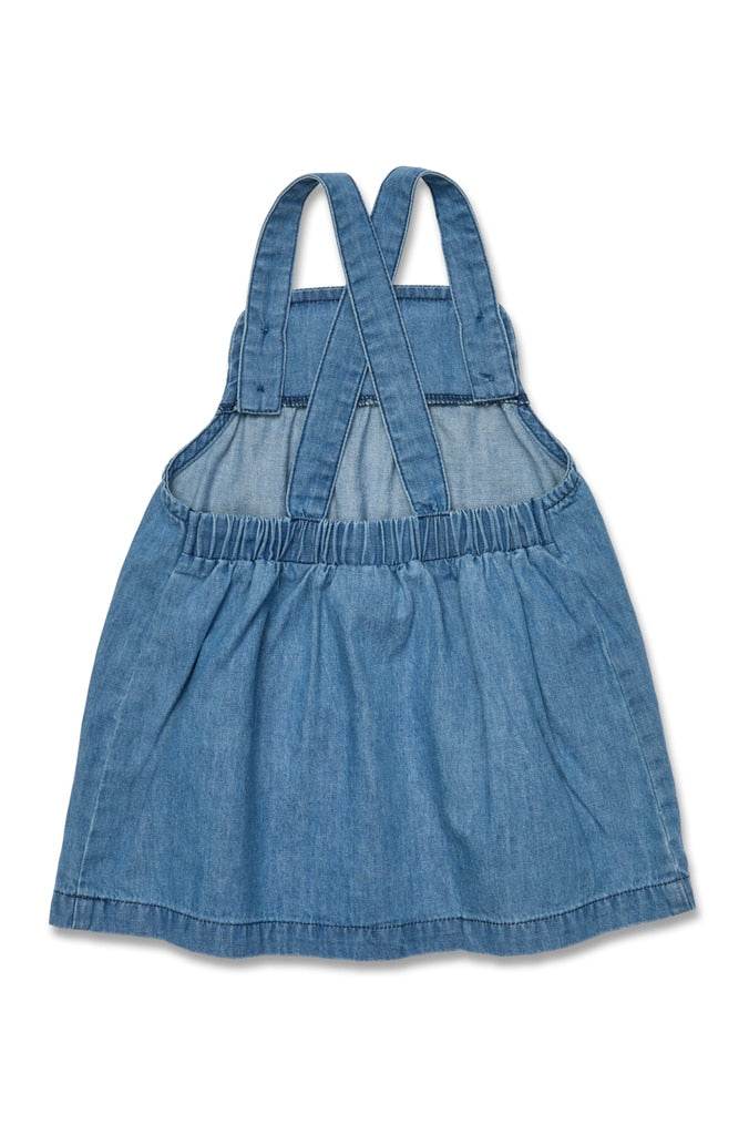 Marquise Girls Denim Washed Pinafore Dress - Indigo - Outlet Shop For Kids