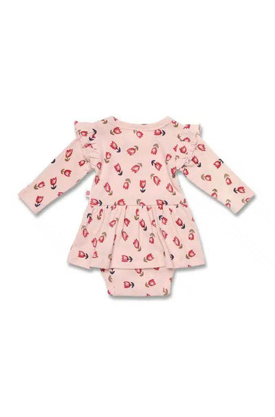 Marquise Girls Pink Tulip Bodysuit Dress - Tulip Print - Outlet Shop For Kids