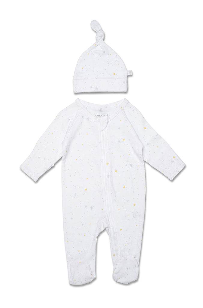 Marquise Newborn Essentials Zipsuit and Beanie - Grey/Yellow Print - Outlet Shop For Kids