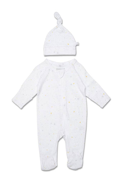 Marquise Newborn Essentials Zipsuit and Beanie - Grey/Yellow Print - Outlet Shop For Kids