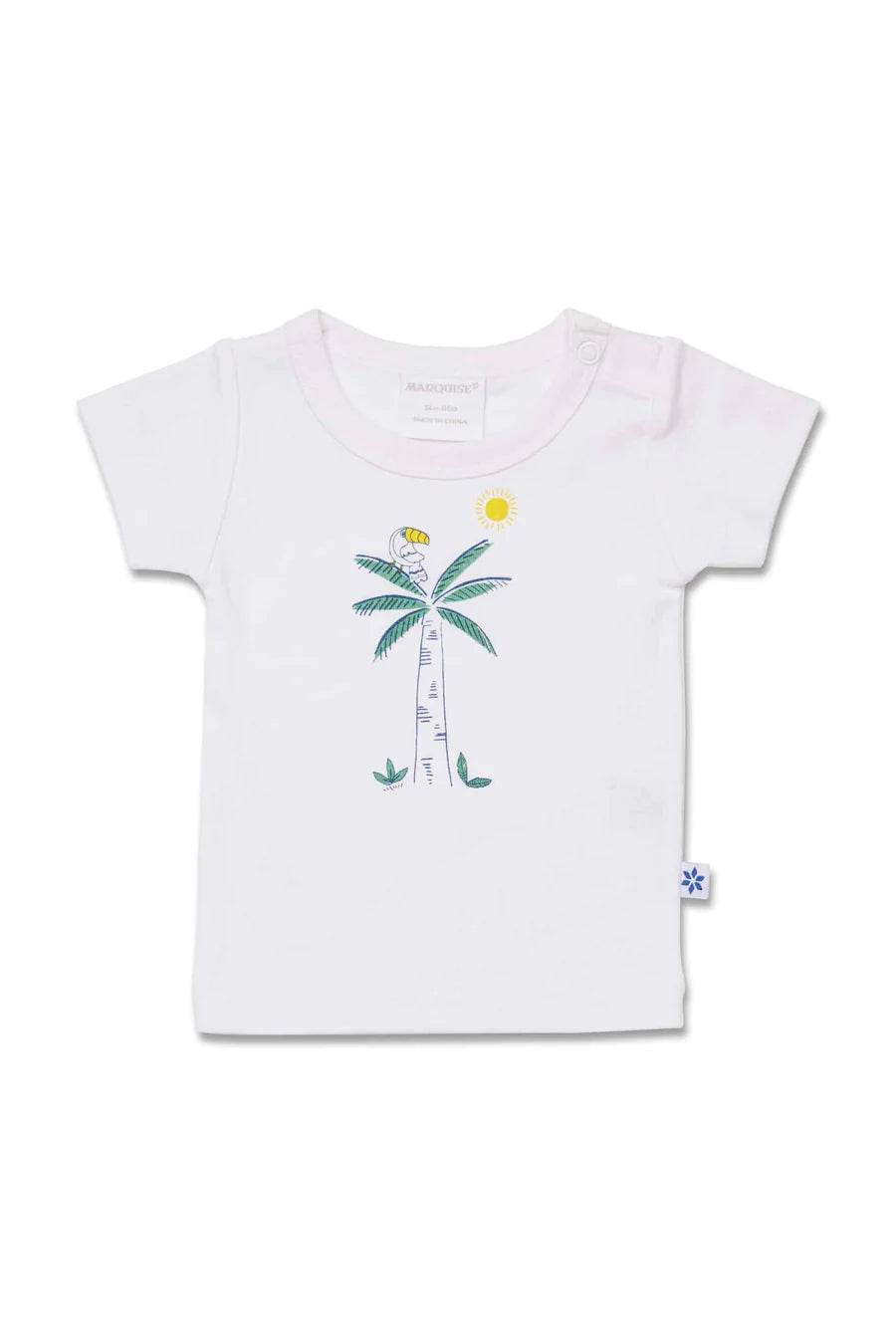 Marquise Palm Tree T-Shirt and Nappy Pant Set - White/Grey - Outlet Shop For Kids