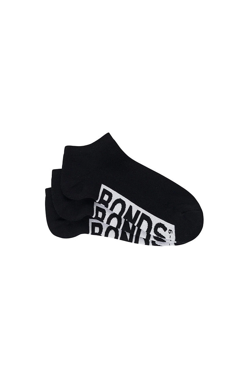 Bonds Men's Logo Cushioned Low Cut 3 Pack - Black