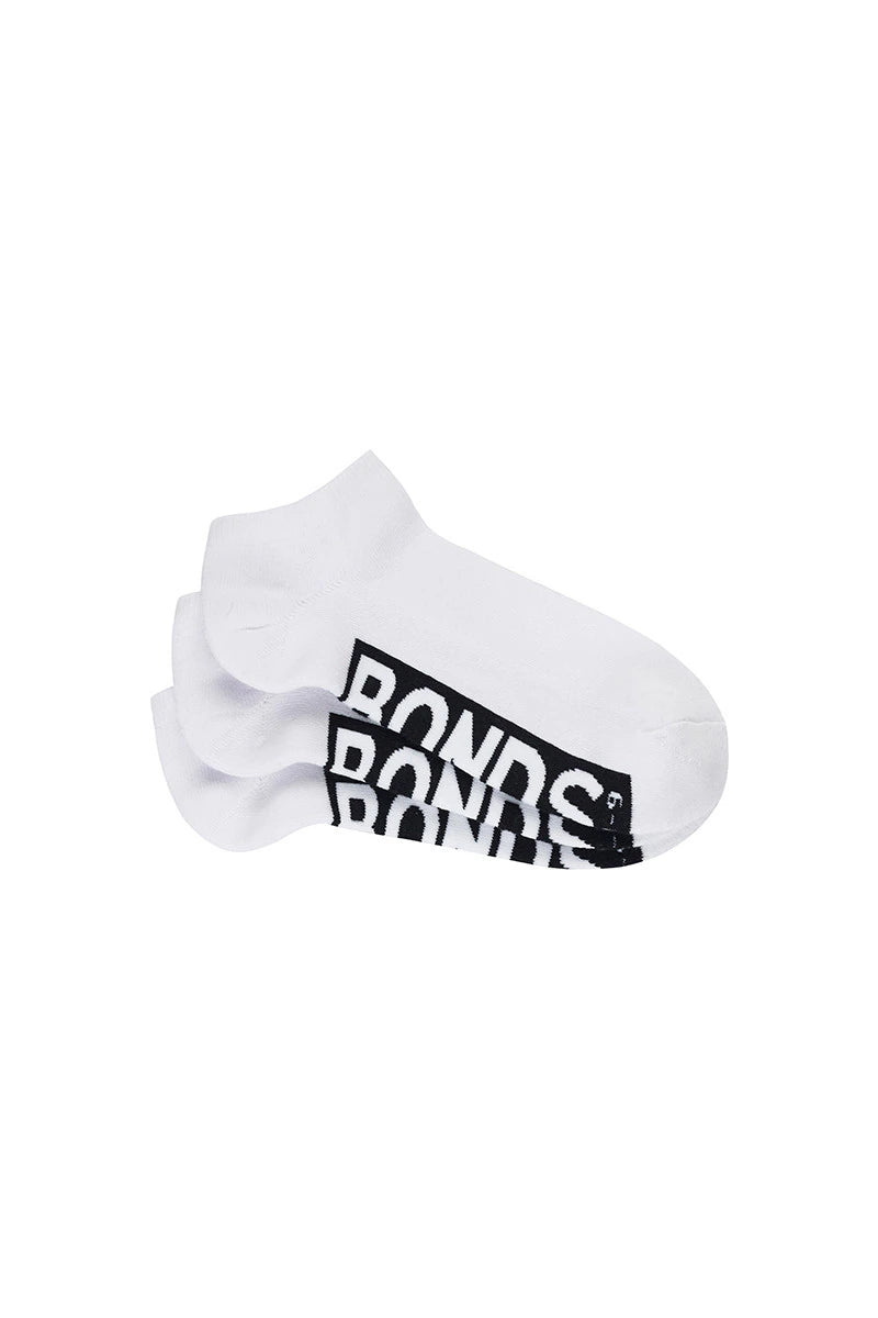Bonds Men's Logo Cushioned Low Cut 3 Pack - White