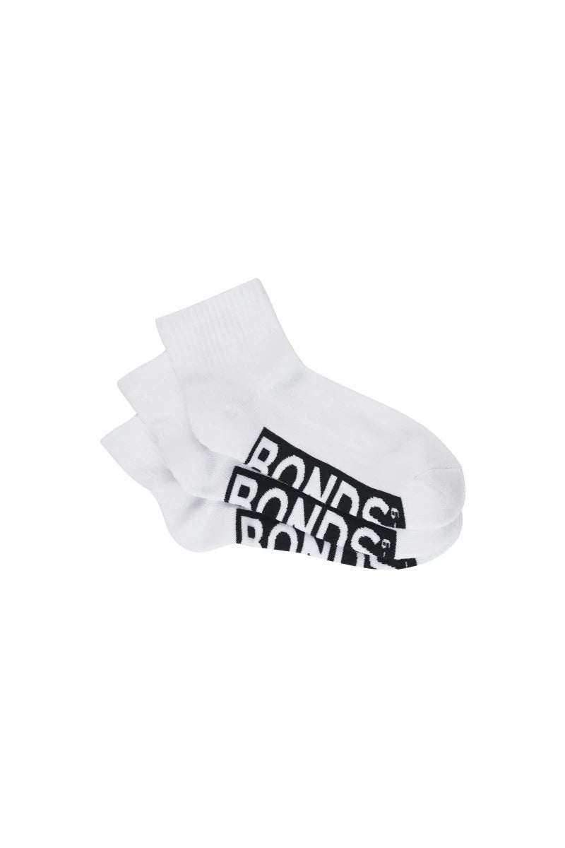 Bonds Men's Cushioned Quarter Crew Socks 3 Pack - White