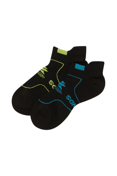 Bonds Men's X-Temp Sport Low Cut Socks 2 Pack - Black/Lime/Blue