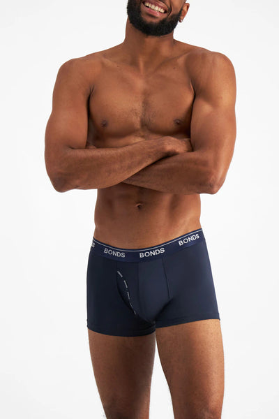 Bonds Men's Microfibre Guyfront Trunk 3 Pack - Black/Navy/Harpoon