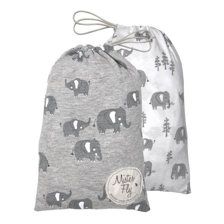 Mister Fly Bassinet Sheet Set 2 Pack - Elephant - Outlet Shop For Kids