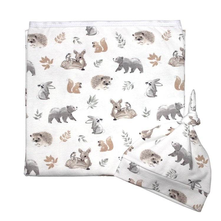 Mister Fly Jersey Wrap and Beanie Set - Whimsical Forest - Outlet Shop For Kids