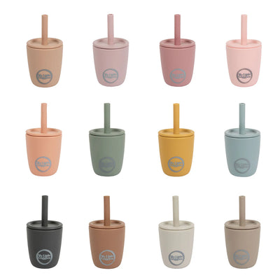 My Little Giggles Silicone Mini Drinking Cup & Straw - Dark Grey