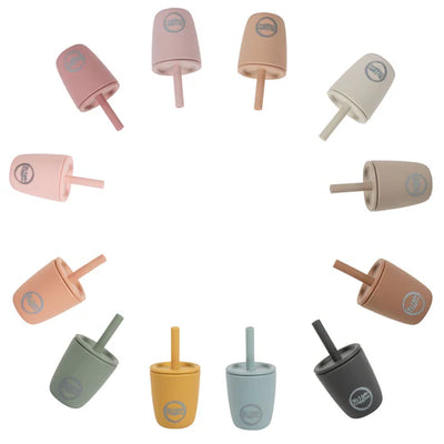 My Little Giggles Silicone Mini Drinking Cup & Straw - Dark Grey