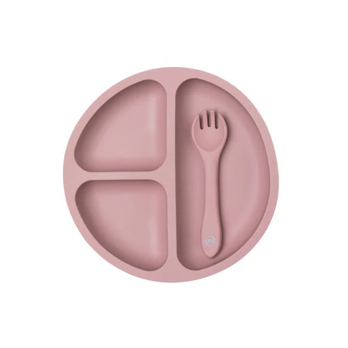 My Little Giggles Silicone Bento Plate - Powder Rose