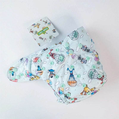 Monarch Ultimate Wipeable Cloth Nappy V3.0 With Hook & Loop - Sesame Street Nostalgia - Outlet Shop For Kids